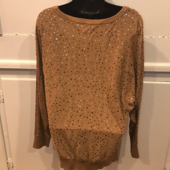 I.N.C Tan Rhinestone Long-sleeve Sweater SZ XL - Picture 5 of 7